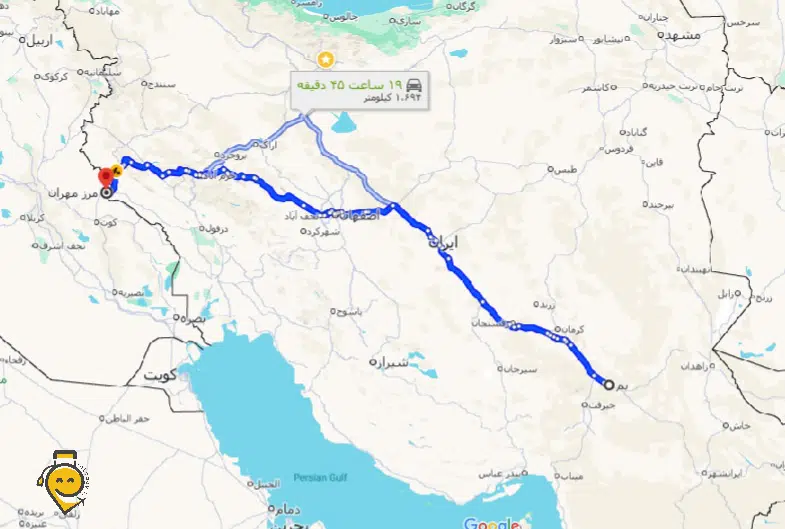 مسیر کرمان _ مهران