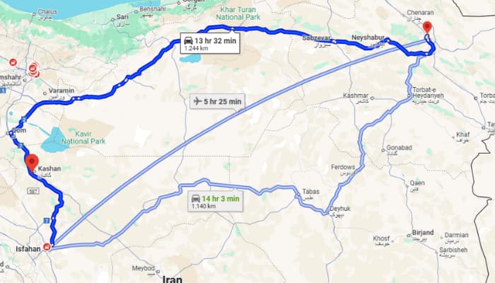 مسیر اصفهان _ مشهد