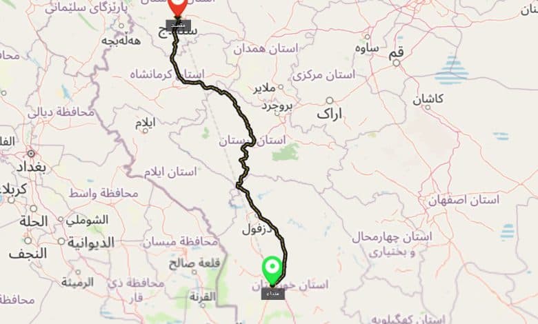 مسیر اهواز _ سنندج